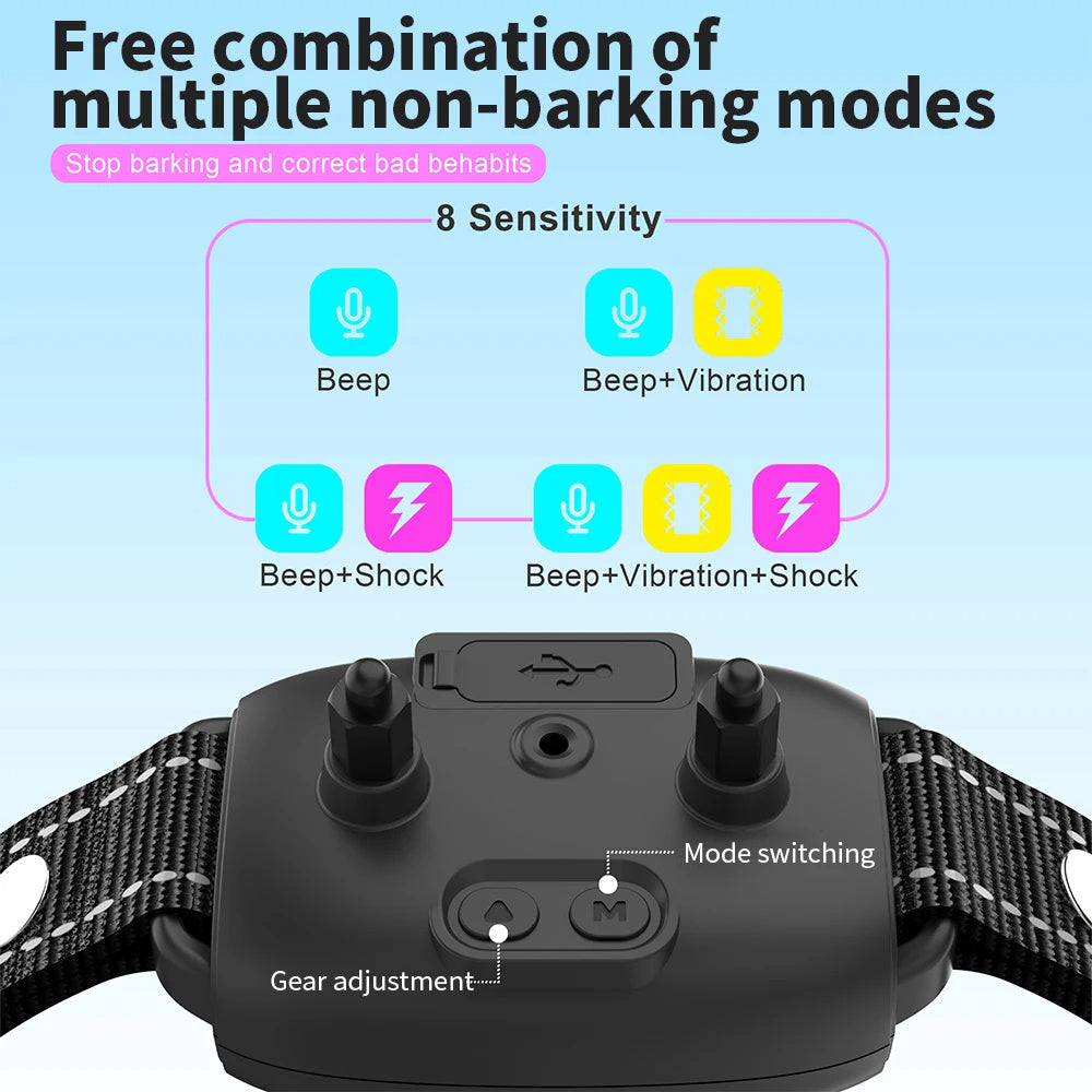 Anti Barking Rechargeable Dog Collar IP67 Waterproof